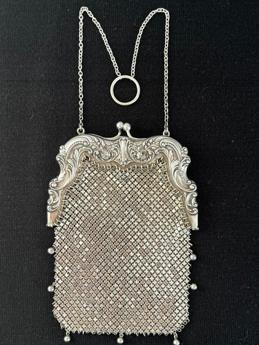 Antique Silver Mesh Evening Bag Roses by Gorham Manufacturing Co made in 1902. - Picture 11 of 18