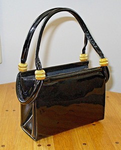 small black patent leather purse