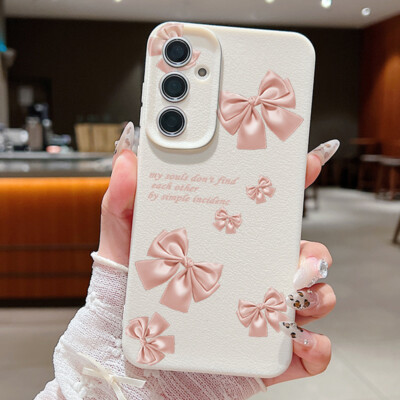 For Samsung S25 Ultra S24 S23 FE S22 S21 Plus A56 Cute Bow Soft Phone Case Cover