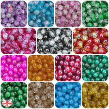 100 Glass Crackle Beads 8mm Jewellery Making Beading Crafts Choose Colour