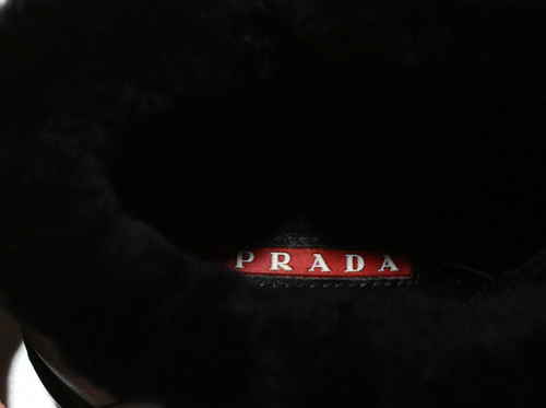 Botas deportivas Prada 3T6245 para mujer 39 botín deportivo forrado de piel de oveja de cuero negro - Imagen 8 de 9