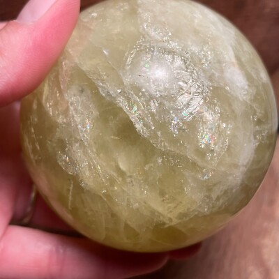 Beautiful Citrine(heated amethyst) Sphere Rainbows 603 grams 75.4 mm