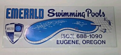 Vintage Emerald Swimming Pools Decal Sticker Eugene Oregon 25'' x 10''