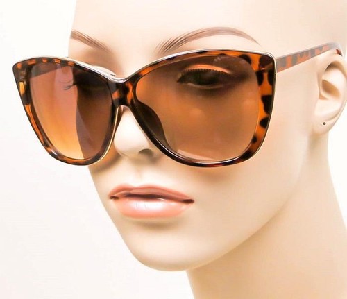 Oversized Large Brown Tortoise Cat EYE Gold Rim WaYfe Big Women Sunglasses 3208 - Picture 5 of 6