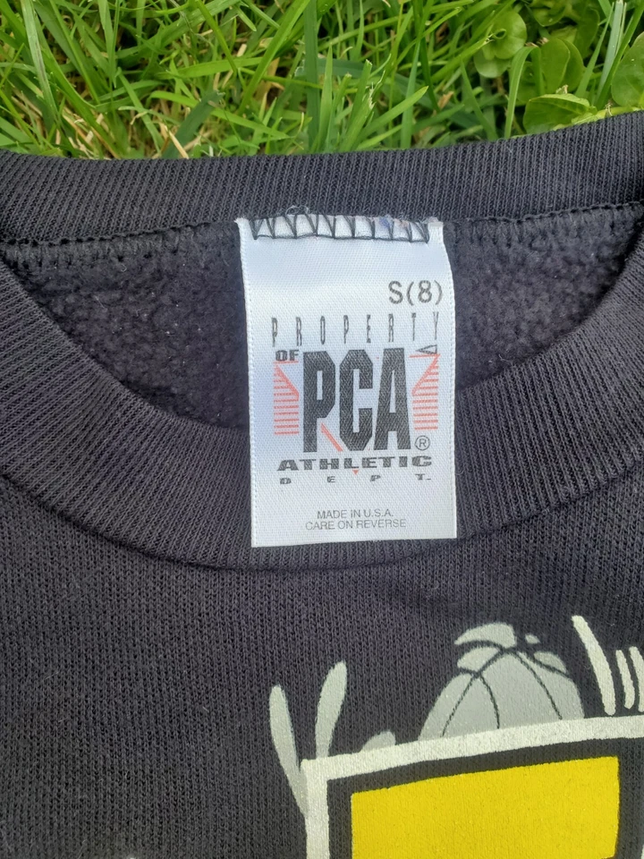 De Colección Wile E Coyote Conjunto de Sudadera Camisa Pantalones Negro 1993 Baloncesto Talla 8 PCA Foto 4 de 4