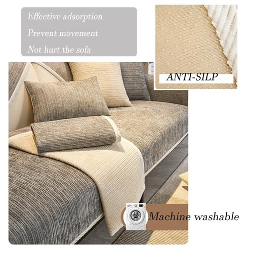 Fuzzy Pet Couch Covers for Sofa,Simple Striped Chenille 28"x28"/70x70cm Green - Picture 5 of 6