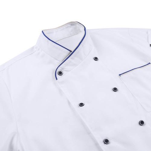 Men Short Sleeve Chef Coat Jacket Kitchen Cooker Outfit Restaurant Uniform Dress - Picture 18 of 97