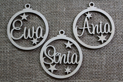 Personalised ChristmasTree Bauble Xmas Wood Craft Decoration with YOUR NAME