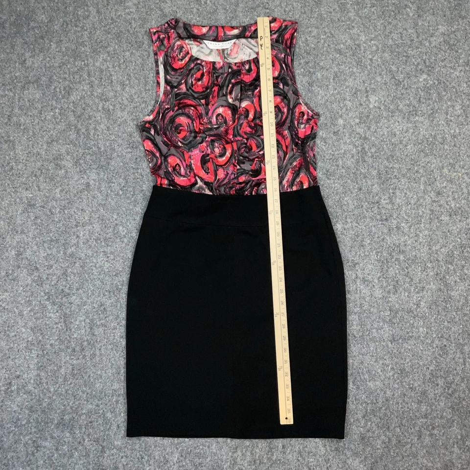 Vestido Trina Turk para mujer talla 10 rosa negro mezcla de seda negocios cóctel romántico Foto 3 de 4