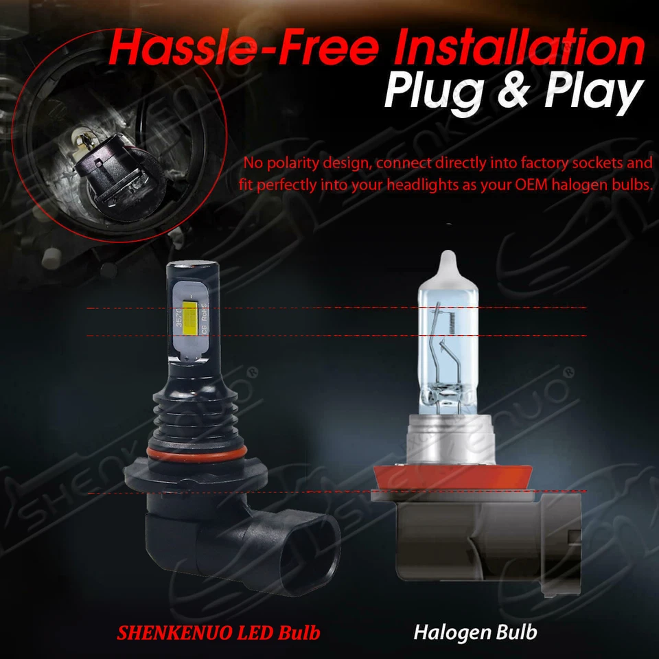 Bombillas antiniebla LED 6000K 9006 HB4 para Hyundai Accent Tiburon Sonata Entourage Foto 2 de 4