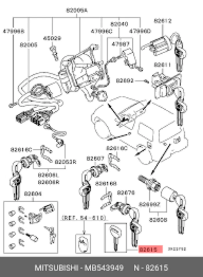 Genuine Mitsubishi OEM Eclipse GTO Galant L200 Lancer Pajero Blank Key MB543949 - Imagem 3 de 4