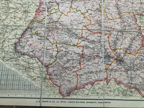 large 1900s bacons map of gloucester and wiltshire ( hardback boards ) - Picture 5 of 7