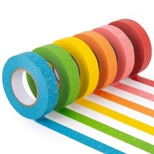 Colored Masking Tape, 6 Rolls of 21.87 Yards 0.59 Inch Crafts Labeling Pape
