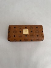 NEW MCM Authentic Hard Sunglasses Holder Clamshell Case - Cognac Visetos Logo