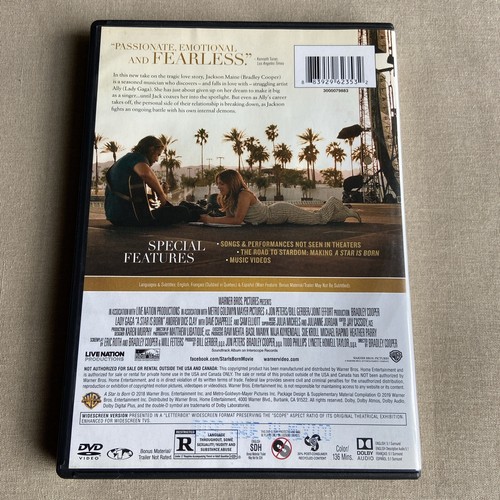 A Star Is Born (DVD 2-Disc 2018) Music Romance Tragedy Lady Gaga Bradley Cooper - Foto 2 di 9
