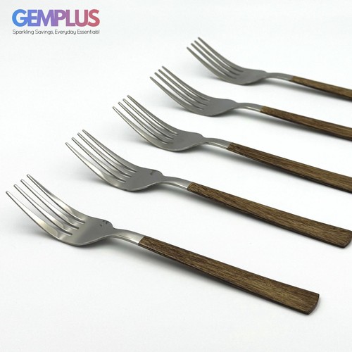 GEM+ | 24-Piece Stainless Steel Cutlery Set with Wood Texture Handle - Picture 4 of 9