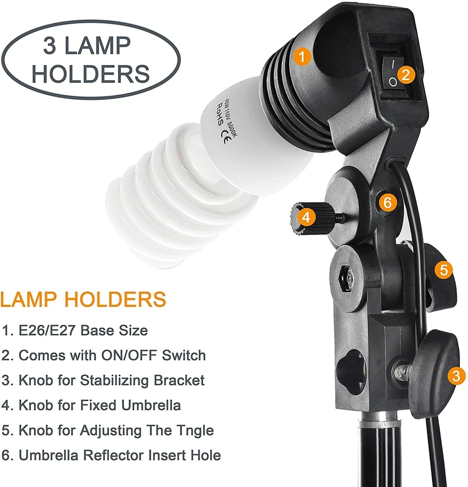 Set De 4 Sombrillas Con 3 Luces Para Iluminacion Para Fotografia Foto Video NUEV - Image 3 of 4