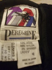 Vintage Peregrine Ski Snow Pants Womens 8 Black Wool Blend Stirrups 