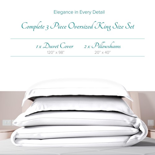 Carressa Linen 100% Egyptian Cotton Duvet Cover Oversized King Size 800 Threa... - Picture 3 of 7