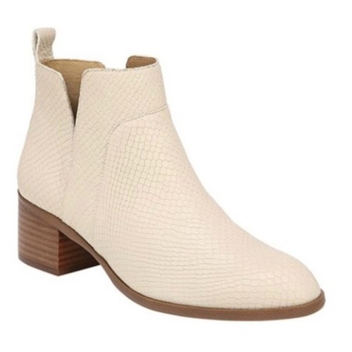 Franco Sarto Richland 2 White Leather Snakeskin Ankle Boots Size 10