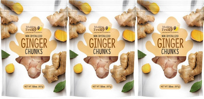 3-Pack Nutty & Fruity Ginger Chunks Dried Non Crystallized Ginger, 32 oz Each