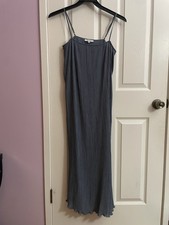 Madewell Maxi Dress Blue Pleated Sleeveless Square Neck Size 4 Polyester