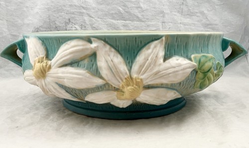 ROSEVILLE POTTERY Clematis Green 10” Console Bowl #145-10 - Picture 3 of 7