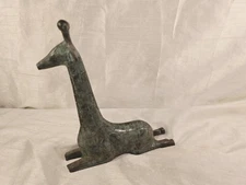 Solid Bronze Giraffe Figurine Table / Shelf Decor African Animal