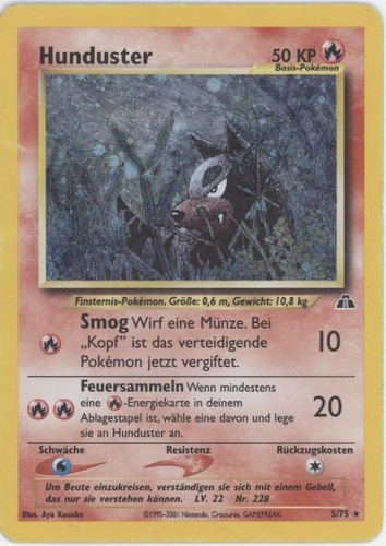 Houndour Pokemon Neo Discovery Holo German #5 *See Photos*