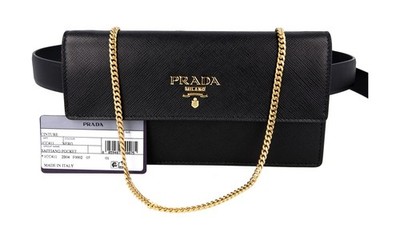 PRADA Saffiano Leder Guerteltasche Abendtasche 1CC411 - Schwarz - NEU