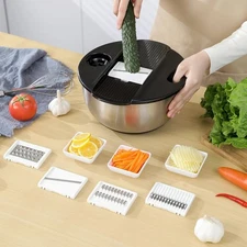 Large Mixing Bowl Stainless Steel Bowls Salad Spinner Vegetable Washer With Qt