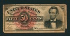 50¢ Cents Fourth Issue ((LINCOLN)) U.S. Fractional Currency ** CURRENCY (TEARS)