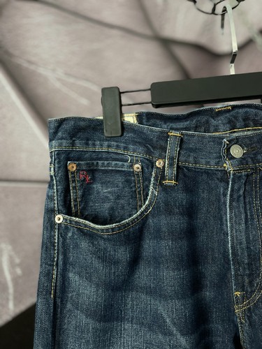 Jeans RRL Ralph Lauren Selvedge W34 slim dritti denim grezzo stile Messico USA - Foto 7 di 10
