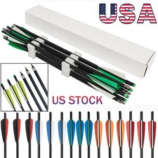 12PCS 20" Carbon Crossbow Bolts Arrows Half Moon Nocks OD 8.8mm Hunting Shooting