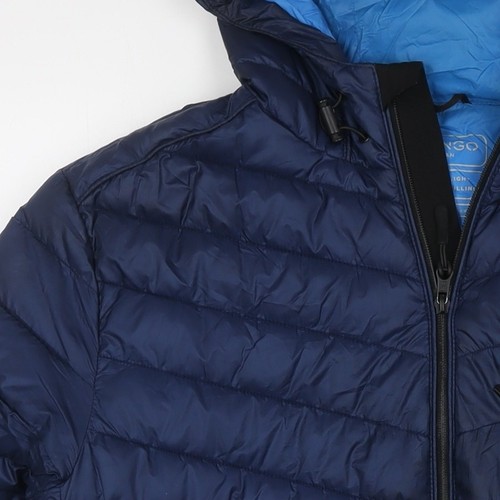 Mango Men's Blue Puffer Jacket Size M Hooded - Picture 10 of 12