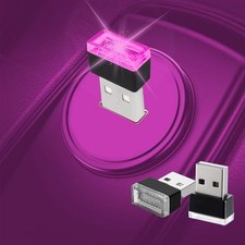 2 Pcs USB LED Car Interior Atmosphere Lamp, Night Light Led Pink purple