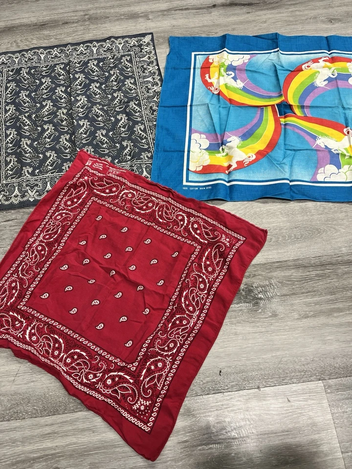 Lote de 11 pañuelos vintage de algodón multicolor de color rápido hechos en EE. UU. Foto 2 de 4