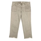 LOGO Lori Goldstein Boyfriend Jeans Taupe Tan Raw Hem Stretch Womens Size 16