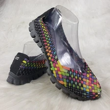 SKECHERS LIGHTWEIGHT 22670 Multicolor Black Slip On Casual Comfort Womens Sz 10