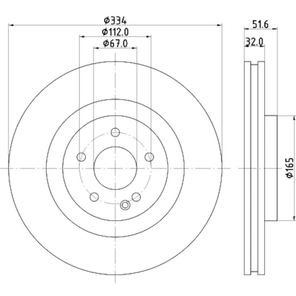 Rotor de freno de disco Hella Pagid 355122391 para 99-02 Mercedes-Benz SL500 SL600 Foto 2 de 4