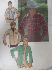 Vintage 70's Simplicity 7698 SHIRT-TAIL HEM SHIRT Sewing Pattern Men 48"