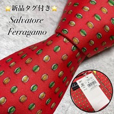Salvatore Ferragamo Neck Tie New Unused Red Green Yellow Balls 100%Silk Italy