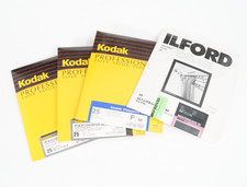 - LOT OF 4 5X7 PHOTOGRAPHIC DARKROOM PAPER-KODAK  ILFORD-25 SHEET PACKAGES