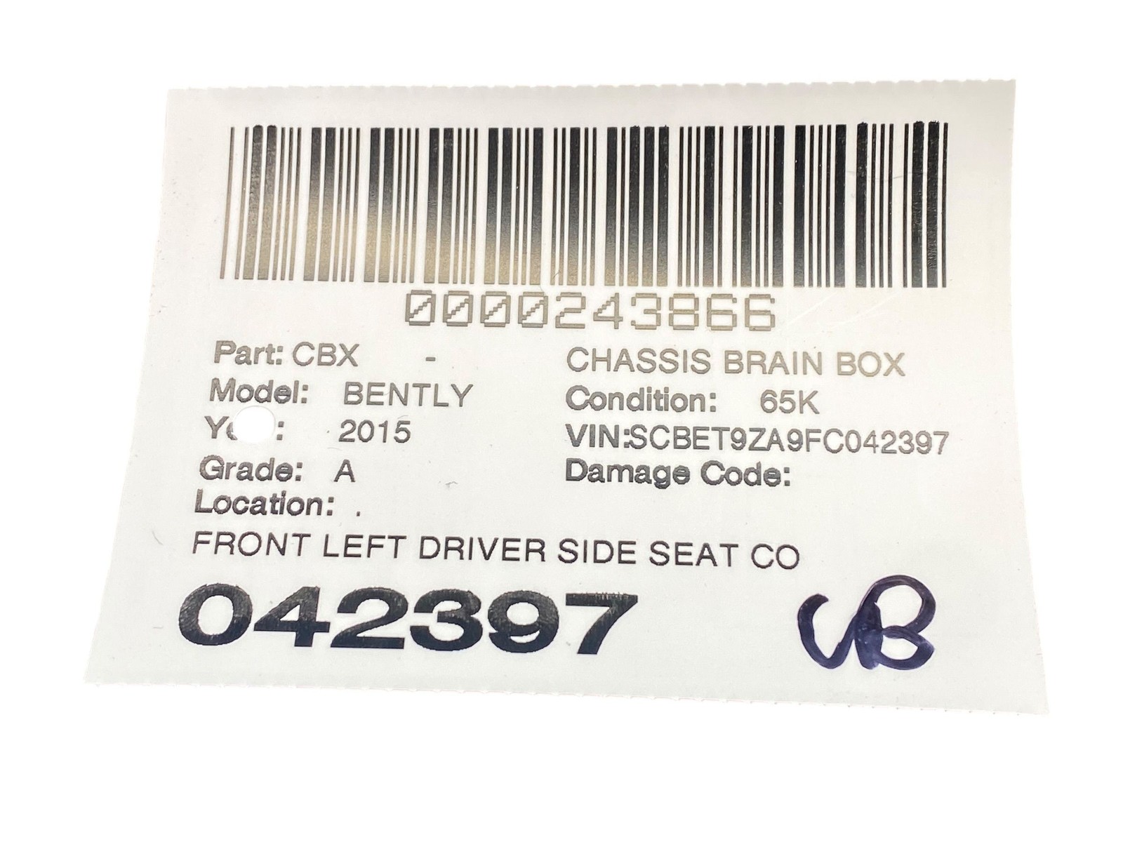 2013-2019 BENTLEY FLYING SPUR 4W 223B FRONT LEFT SIDE SEAT CONTROL MODULE UNIT