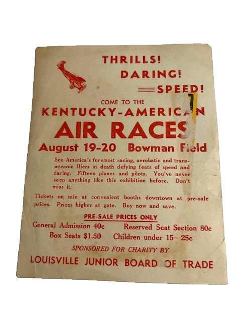 VINTAGE 1933 KENTUCKY-AMERICAN AIR RACES BOWMAN FIELD LOUISVILLE FLYER - #1166