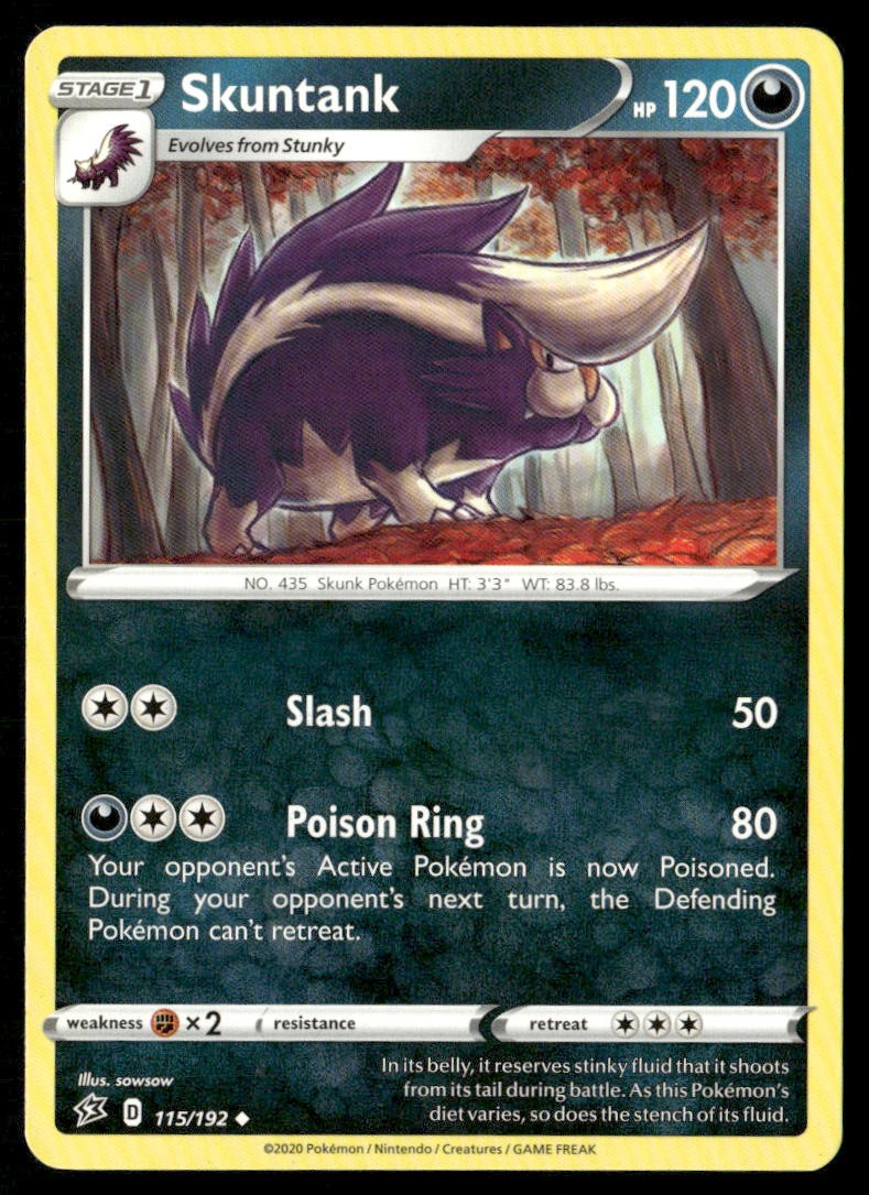 Skuntank Rebel Clash 115/192 Uncommon Pokemon Near Mint