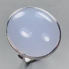 Fine Art 30 ct Natural Chalcedony Ring 925 Sterling Silver Size 8.5 /R438522
