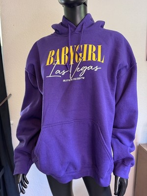 Gilden Women's Purple Hooded Longsleeve Sweatshirt No size tag Babygirl graphic