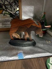 Hand Carved Natural Wood Moose Figurine  Home Décor Collectible Souvenir Craft