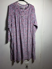 Aria Floral Micro Fleece Nightgown 2x Pink Blue Cozy Cottagecore Sleepwear